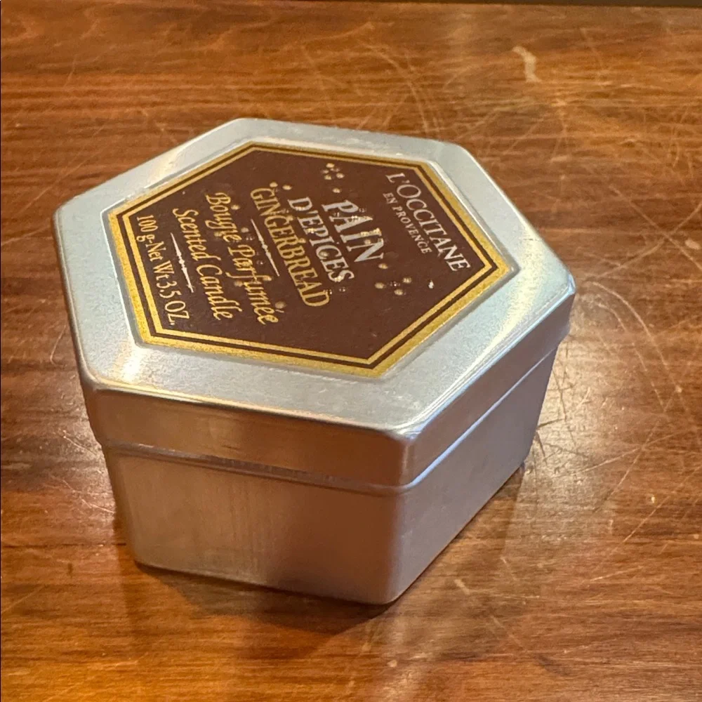 NEW L’occitane Gingerbread Lidded Tin Bougie Scented Candle 3.5 oz 20 hrs